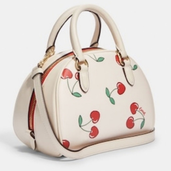 ✨️🍒 COACH Sydney Satchel with Heart Cherry Print  SOLD OUT!!!! HARD TO GET ✨️🍒 - Picture 2 of 7